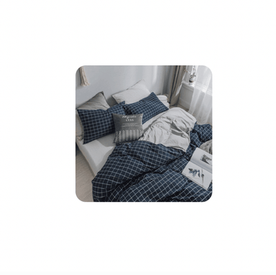 Brookside Contemporary 4 piece Fitted Bedsheet Set with Pillow case & Quilt cover- Porter Checks - Kyndle