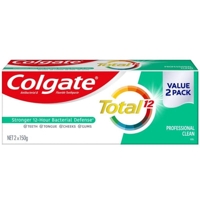 Colgate Total Professional Clean Gel Antibacterial Toothpaste Valuepack 150g x 2 - Kyndle