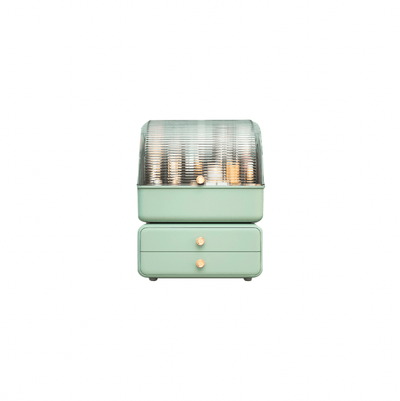 Multifunctional Cosmetic Storage Box With Lid and Drawer Set- Celadon Green - Kyndle