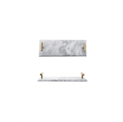 Nordic Marble Tray with Gold Handle- Grey - Kyndle
