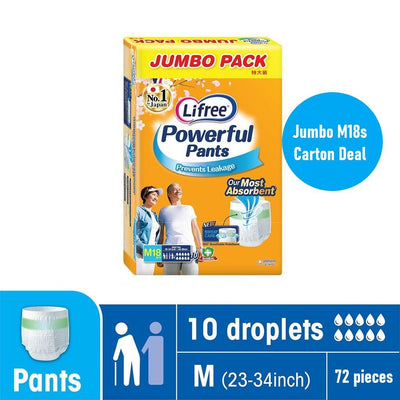 Lifree Powerful Unisex Adult Slim Pants Jumbo Carton M18s x 4 - Kyndle