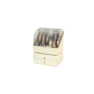 Multifunctional Cosmetic Storage Box With Lid and Drawer Set- Cream - Kyndle