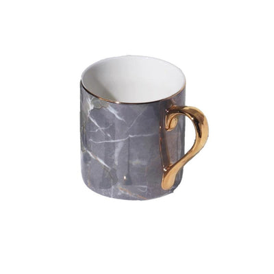 Stylish Marble Cup with Gold Handle- Lava Grey Dark Marble - Kyndle