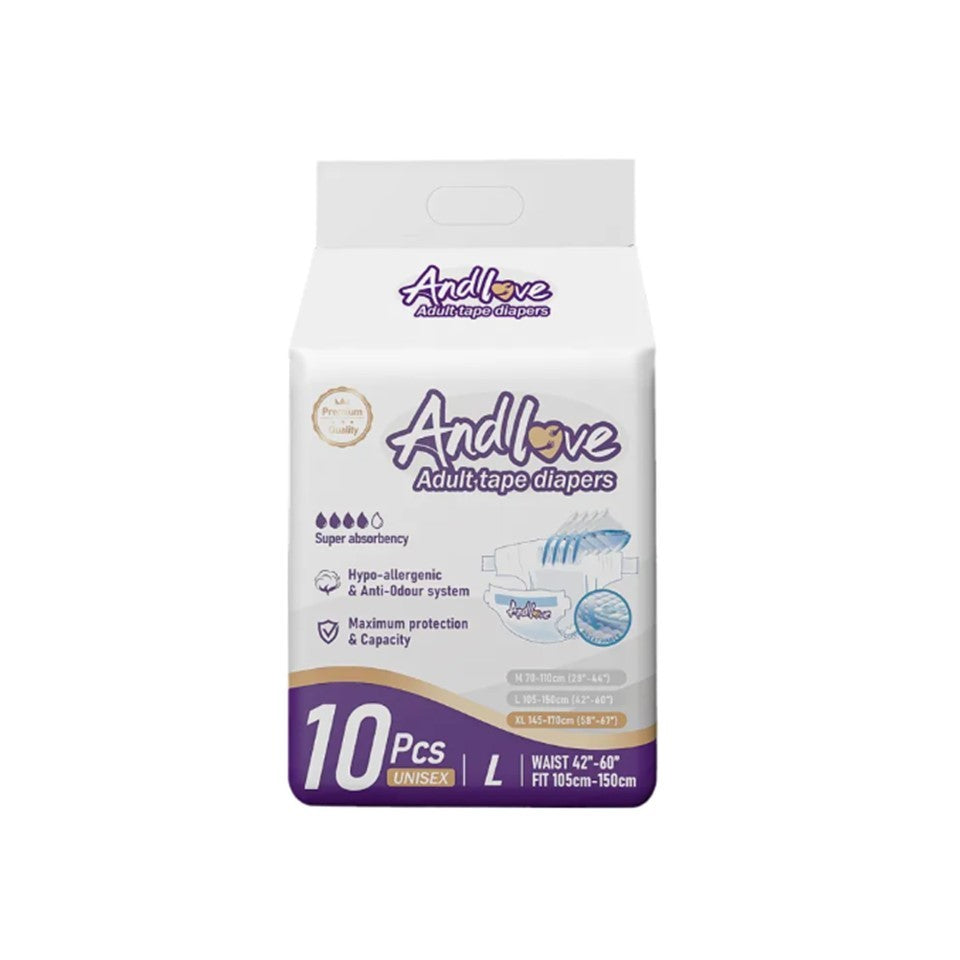 ANDLOVE Adult Diapers M/L/XL Adult Tape Diaper, Leak-Proof