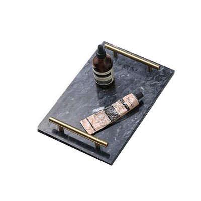 Nordic Marble Tray with Gold Handle 30*20cm- Black - Kyndle