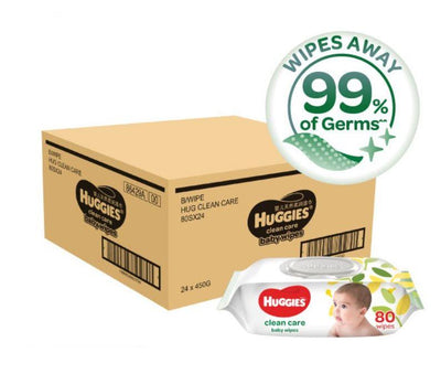 Huggies Baby Clean Care Wet Wipes Carton - 12 sets of Twin packs 80 Sheets - Kyndle