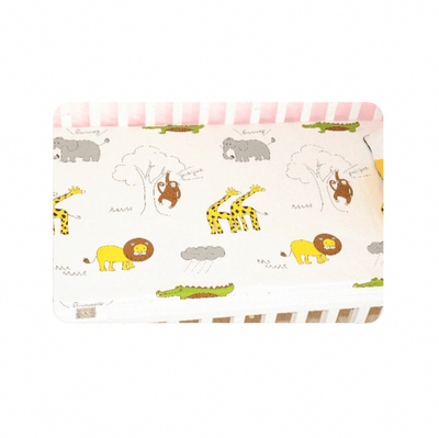 Baby Cot Fitted Bedsheet- Animal Paradise - Kyndle