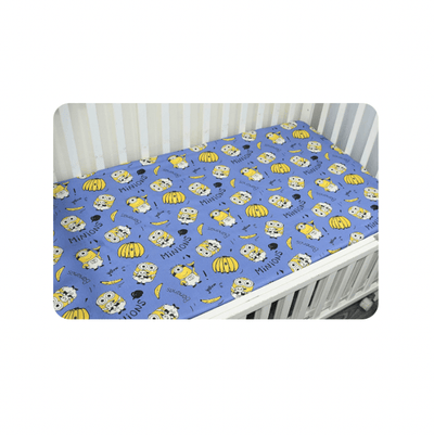 Baby Cot Fitted Bedsheet- Blue Minions - Kyndle