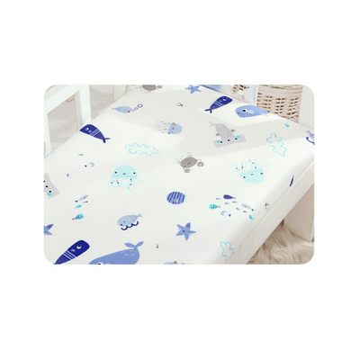 Baby Cot Fitted Bedsheet- Blue Ocean - Kyndle
