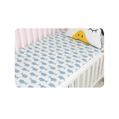 Baby Cot Fitted Bedsheet- Blue Whale - Kyndle