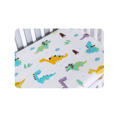 Baby Cot Fitted Bedsheet- Dino Playtime - Kyndle