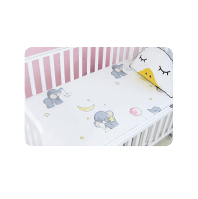 Baby Cot Fitted Bedsheet- Elephant World - Kyndle
