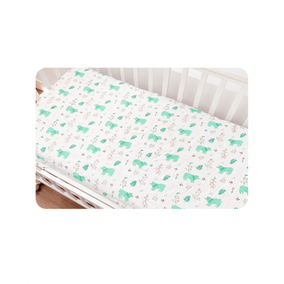 Baby Cot Fitted Bedsheet- Mint Bears - Kyndle