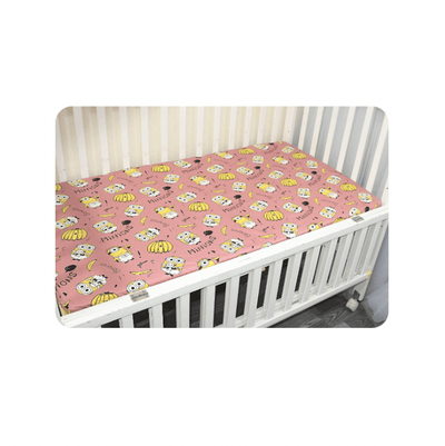 Baby Cot Fitted Bedsheet- Pink Minions - Kyndle