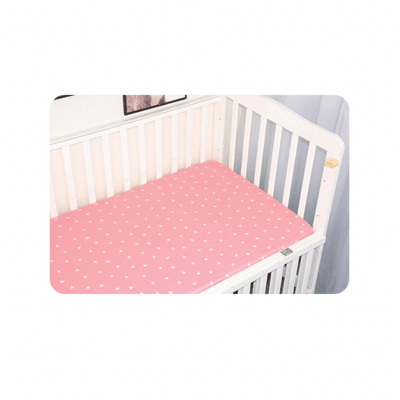 Baby Cot Fitted Bedsheet- Pink triangles - Kyndle