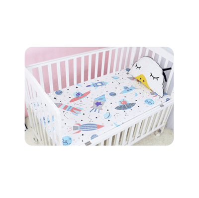 Baby Cot Fitted Bedsheet- Rocket Space - Kyndle