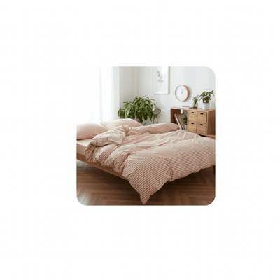 Brookside Contemporary 4 piece Fitted Bedsheet Set with Pillow case & Quilt cover- Cottage Pink Plaid - Kyndle