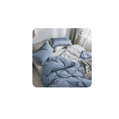 Brookside Contemporary 4 piece Fitted Bedsheet Set with Pillow case & Quilt cover- Keller Blue - Kyndle