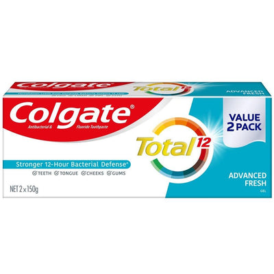 Colgate Total Advanced Fresh Antibacterial Toothpaste Valuepack 150g x 2 - Kyndle