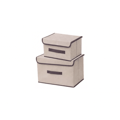 Foldable Stackable Fabric Storage Compartment Organizer Box Set- Khaki - Kyndle