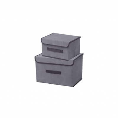 Foldable Stackable Fabric Storage Compartment Organizer Box Set- Pebble Grey - Kyndle