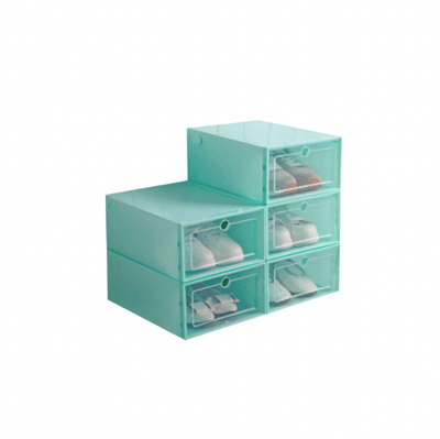 Foldable Stackable Shoe Organizer Storage Box (Large)- Green - Kyndle