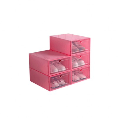 Foldable Stackable Shoe Organizer Storage Box (Large) - Pink - Kyndle