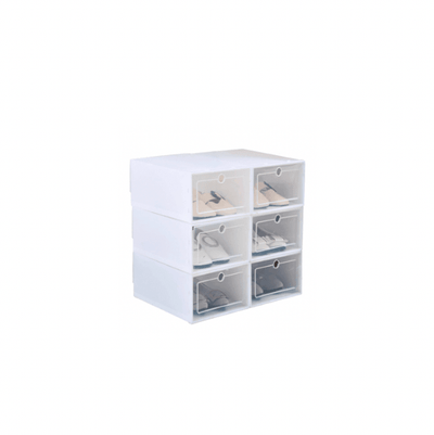 Foldable Stackable Shoe Organizer Storage Box (Large)- White - Kyndle
