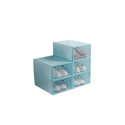 Foldable Stackable Shoe Organizer Storage Box (Small)- Blue - Kyndle