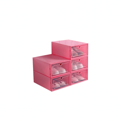 Foldable Stackable Shoe Organizer Storage Box (Small) - Pink - Kyndle