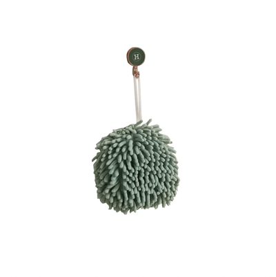 Kitchen and Bathroom Chenille Fabric Ball Hand Towel- Light Green - Kyndle