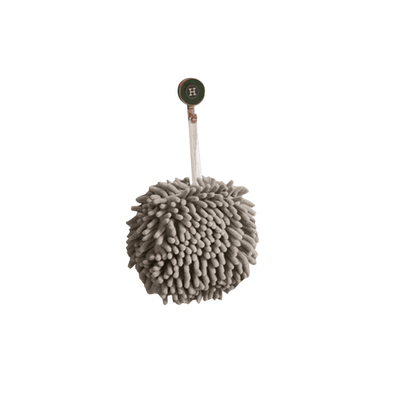 Kitchen and Bathroom Chenille Fabric Ball Hand Towel- Light Grey - Kyndle