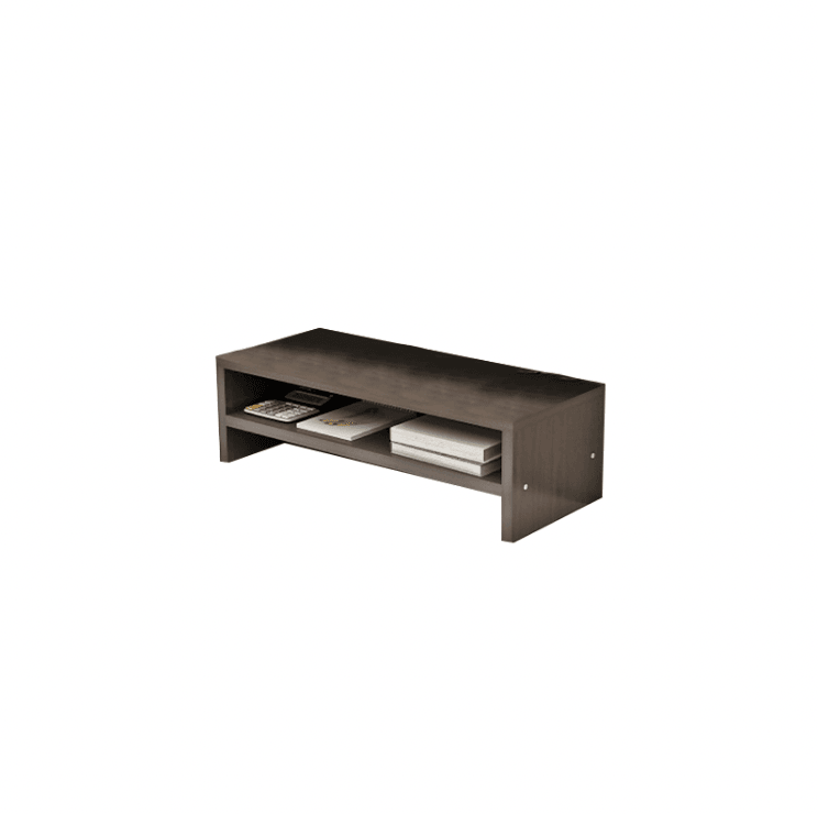 Monitor Stand with Storage Rack Double Tier- Dark Wood Grain