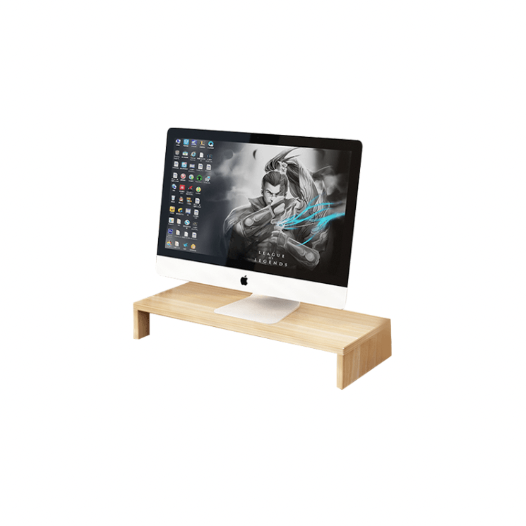 Monitor Stand with Storage Rack Single Tier- Light Wood Grain