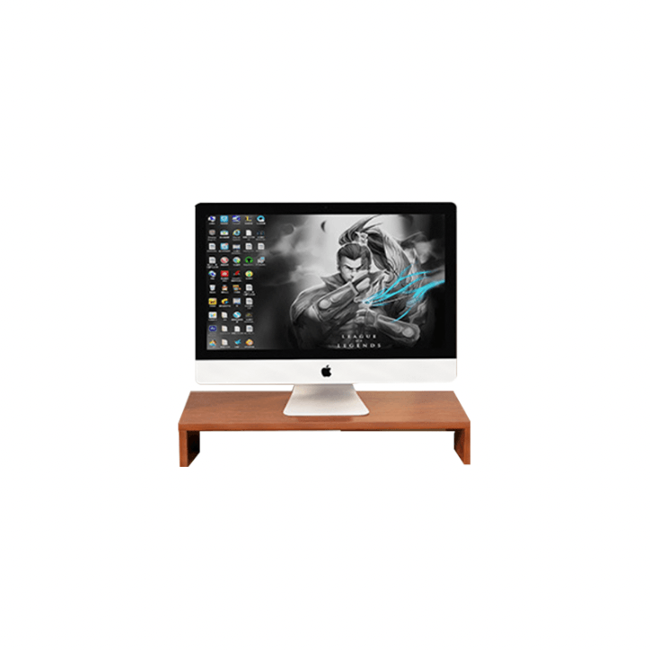 Monitor Stand with Storage Rack Single Tier- Teak Wood