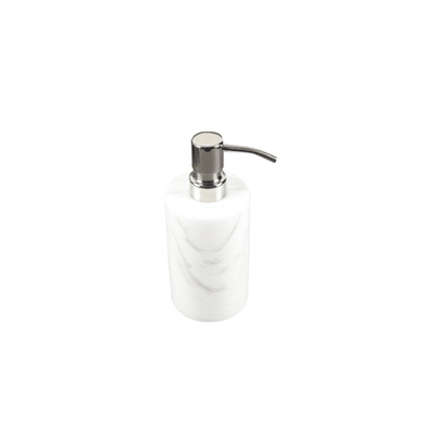 Premium Natural Marble Soap Dispenser- Cylinder White - Kyndle