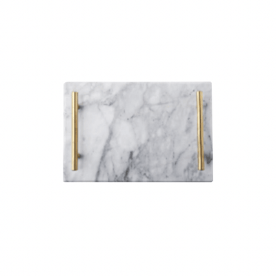 Nordic Marble Tray with Gold Handle 30*20cm- Grey - Kyndle