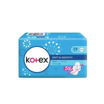 Kotex Soft & Smooth Maxi Day 24 cm Wing 16 Pads Twin Pack - Kyndle