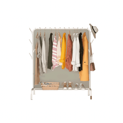 Sturdy Strengthened Steel Clothes Rack 110cm with Bottom Layer- Premium White - Kyndle