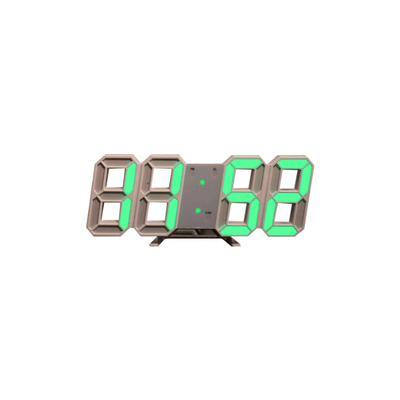 USB Battery LED 12/24H Digital Color Clock- White/ Green - Kyndle