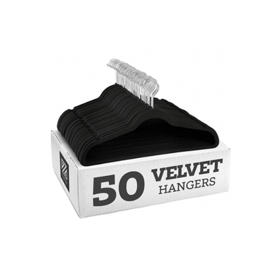 Premium Quality Anti-Slip Velvet Clothes Hanger- Black - Kyndle
